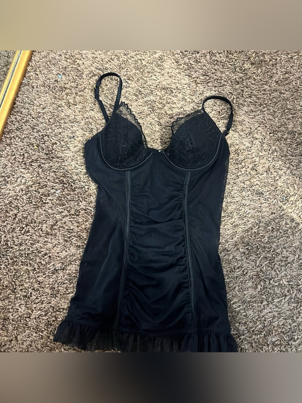 Victoria's Secret Black Lace-Trim Chemise Slip